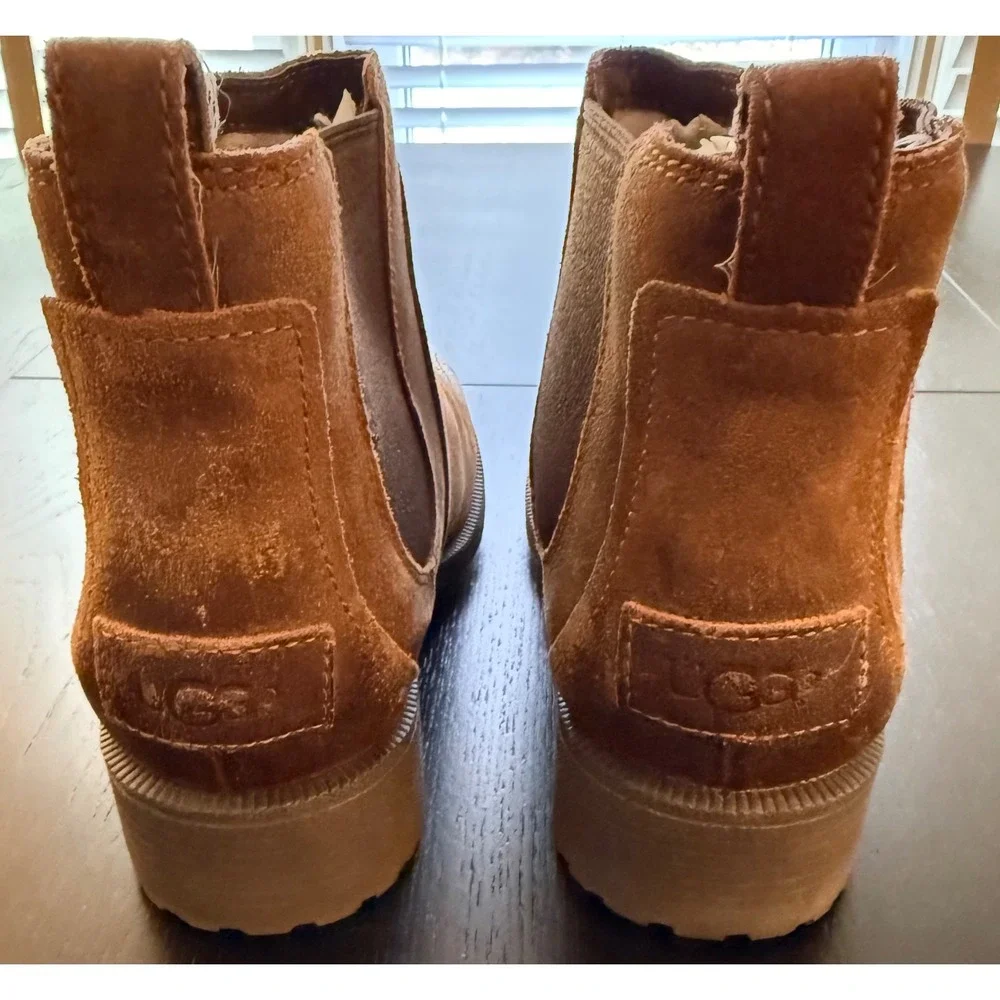 NIB UGG Bonham Boot II Women Size 5.5 Brown Leather Ankle Shearling-Lined Bootie